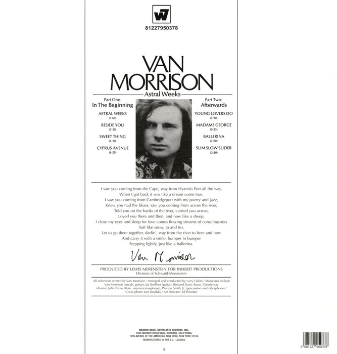 Van Morrison – Astral Weeks LP vinyl record, image 2 of 2