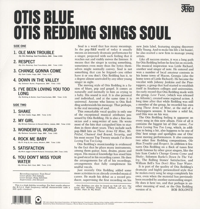 Otis Redding – Otis Blue / Otis Redding Sings Soul (Blue vinyl) LP vinyl record, image 2 of 2