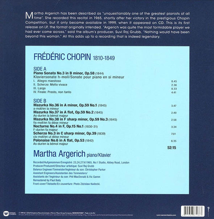 The Legendary 1965 Recording – Frédéric Chopin, Martha Argerich LP vinyl record, image 2 of 2