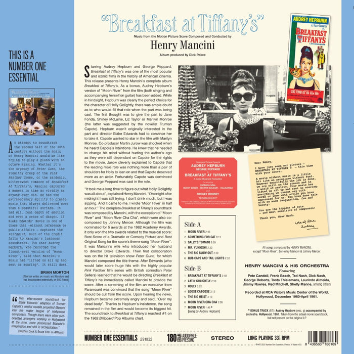 Henry Mancini – Breakfast At Tiffany's (Limited Edition, +1 Bonus Track) - Image 2