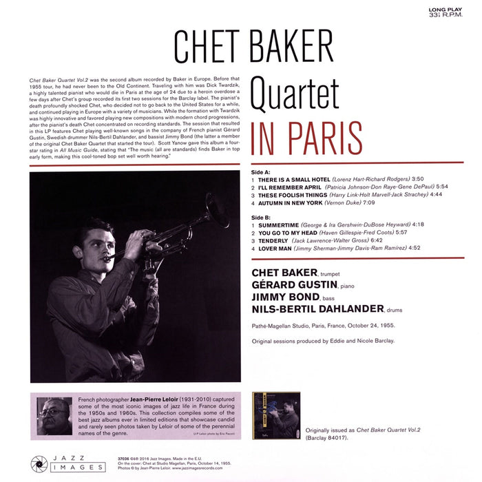Chet Baker Quartet – In Paris LP vinyl record, image 2 of 2