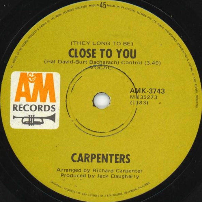 Carpenters – (They Long To Be) Close To You (LP, Vinyl Record Album)