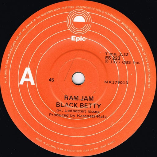 Ram Jam – Black Betty (LP, Vinyl Record Album)