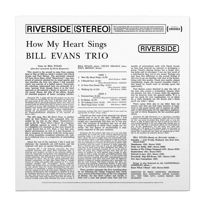 Bill Evans Trio - How My Heart Sings LP vinyl record, image 4 of 4