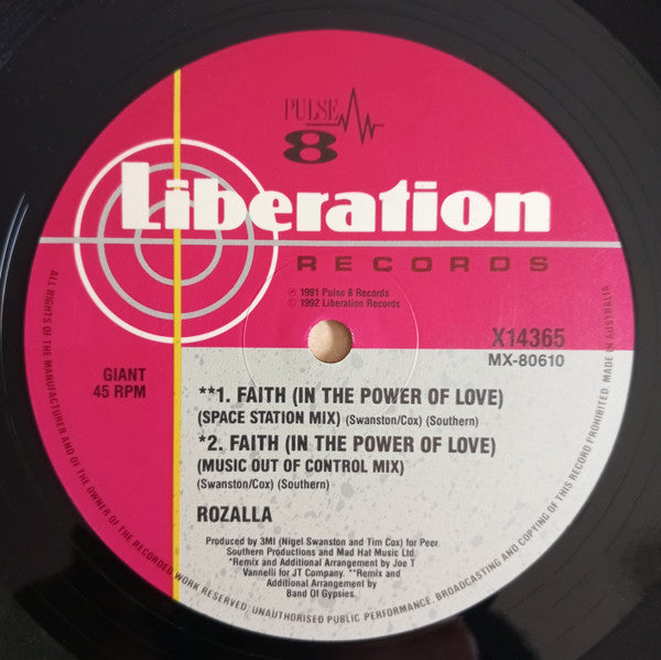 Rozalla – Faith (In The Power Of Love) 12" vinyl record, image 4 of 4