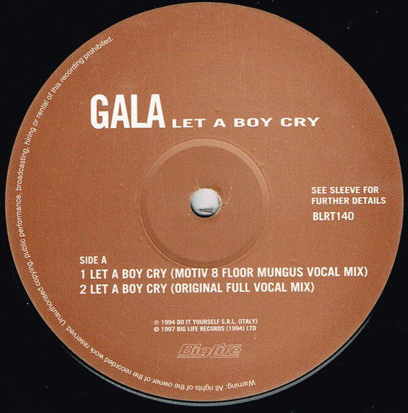 Gala – Let A Boy Cry 12" vinyl record, image 3 of 5