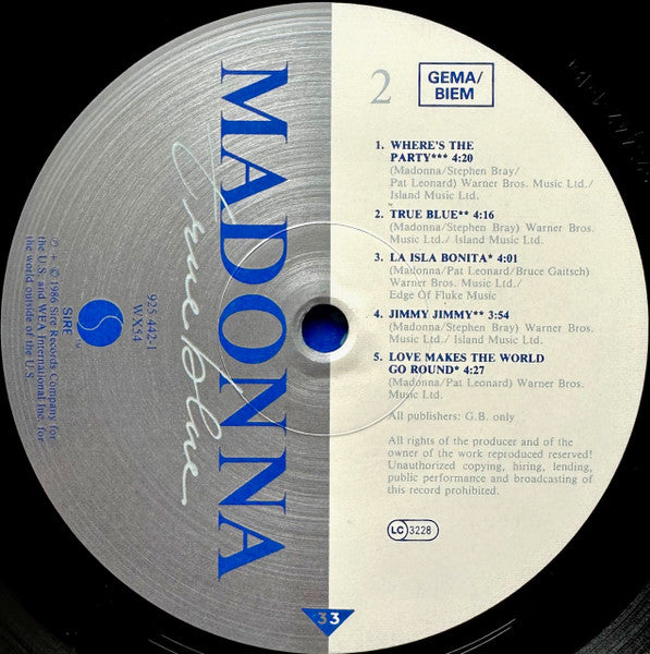 Madonna – True Blue LP vinyl record, image 4 of 10
