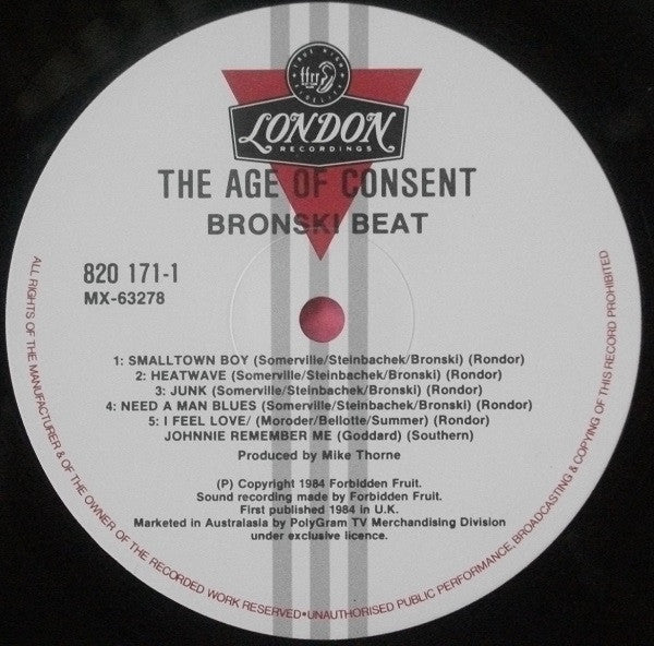 Bronski Beat – The Age Of Consent LP vinyl record, image 4 of 6