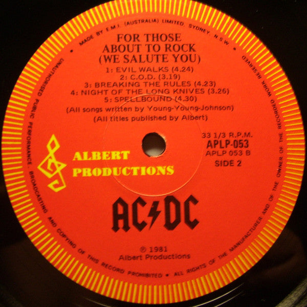 AC/DC – For Those About To Rock (We Salute You) LP vinyl record, image 5 of 6