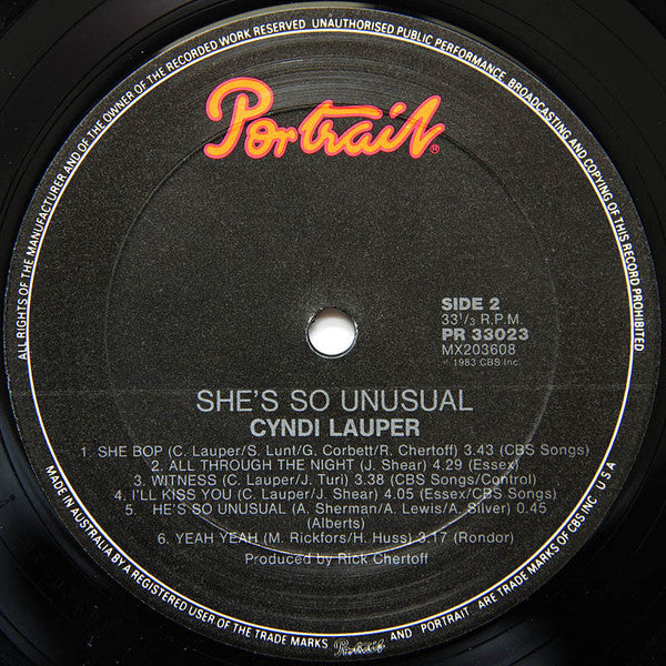 Cyndi Lauper – She's So Unusual LP vinyl record, image 4 of 7