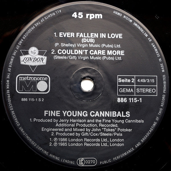 Fine Young Cannibals – Ever Fallen In Love 12" vinyl record, image 4 of 4