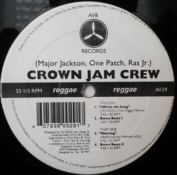 Crown Jam Crew – I Write The Song 12" vinyl record, image 1 of 3