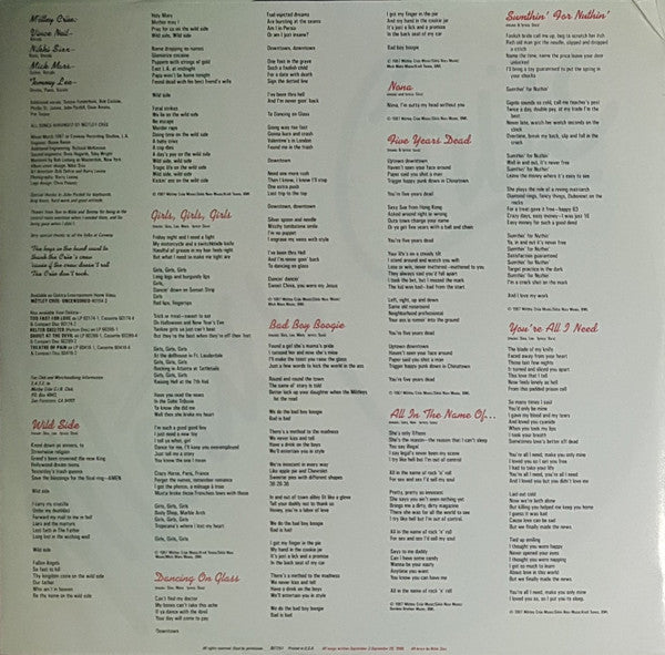 Mötley Crüe – Girls, Girls, Girls LP vinyl record, image 6 of 6
