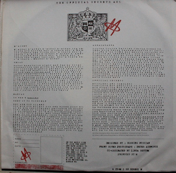 M – The Official Secrets Act LP vinyl record, image 6 of 6
