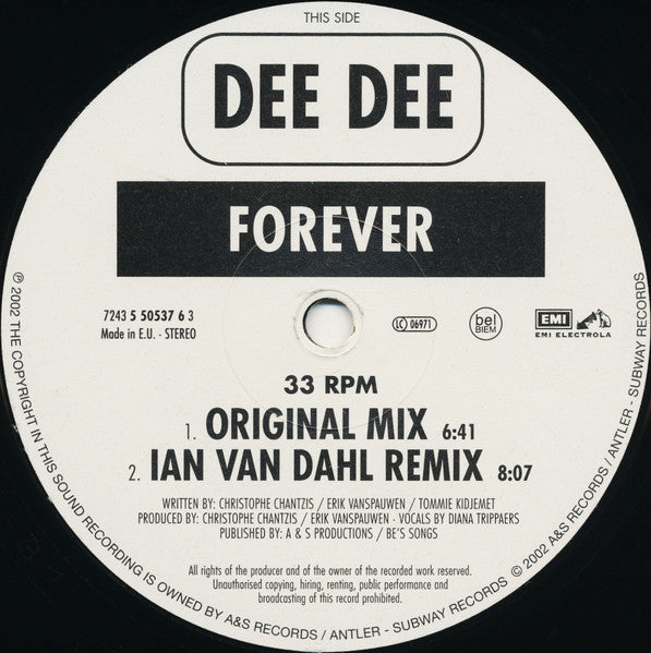 Dee Dee – Forever 12" vinyl record, image 4 of 4