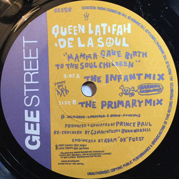 Queen Latifah, De La Soul – Mamma Gave Birth To The Soul Children (The New School Mixes - Re-educated By CJ Macintosh + John Waddell) 7" vinyl record, image 4 of 4