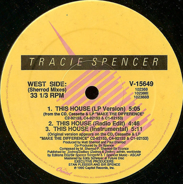 Tracie Spencer – This House 12" vinyl record, image 5 of 5
