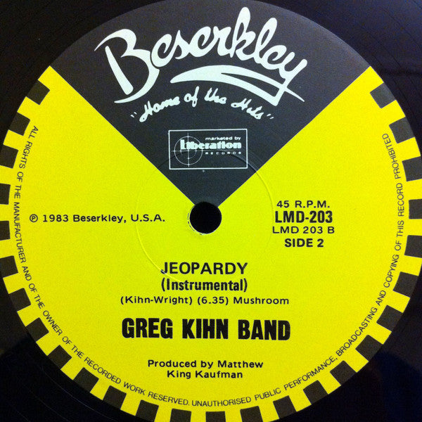 Greg Kihn Band – Jeopardy (Special Extended Version) 12" vinyl record, image 4 of 4