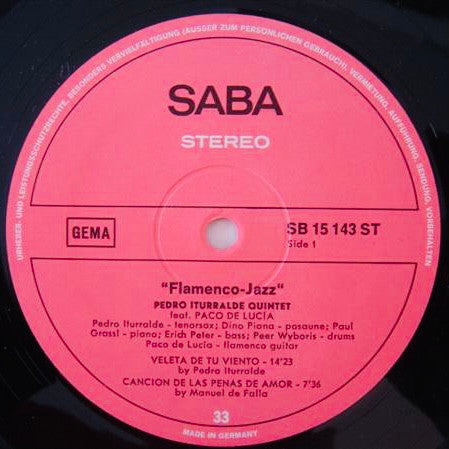 Pedro Iturralde Quintet, Paco De Lucía – Flamenco-Jazz LP vinyl record, image 5 of 6