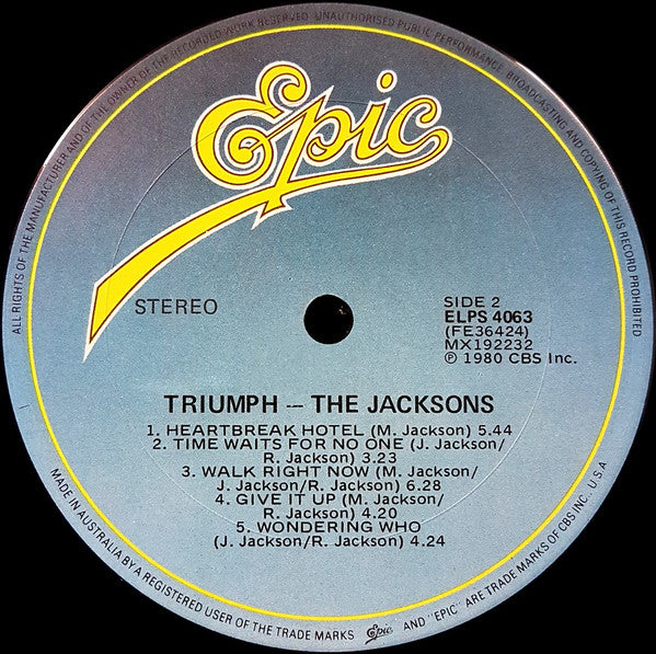 The Jacksons – Triumph LP vinyl record, image 4 of 4