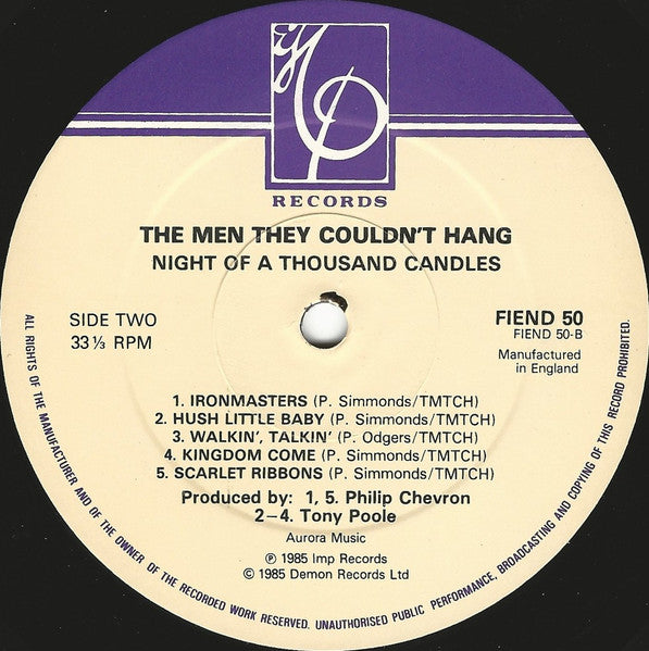 The Men They Couldn't Hang – Night Of A Thousand Candles LP vinyl record, image 4 of 6