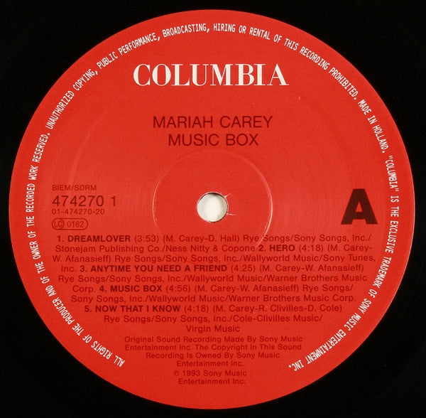 Mariah Carey – Music Box LP vinyl record, image 5 of 9