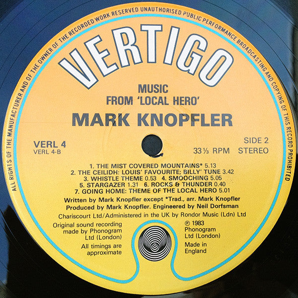 Mark Knopfler – Local Hero LP vinyl record, image 4 of 4