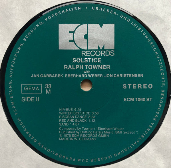 Ralph Towner – Solstice LP vinyl record, image 5 of 5