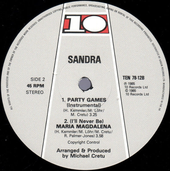 Sandra – (I'll Never Be) Maria Magdalena 12" vinyl record, image 4 of 5