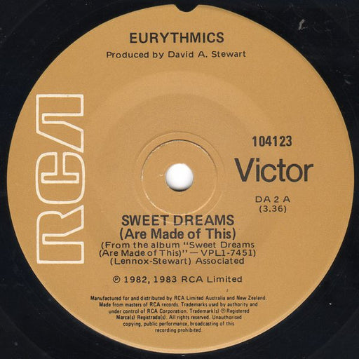 Eurythmics – Sweet Dreams (Are Made Of This) 7" vinyl record, image 1 of 2