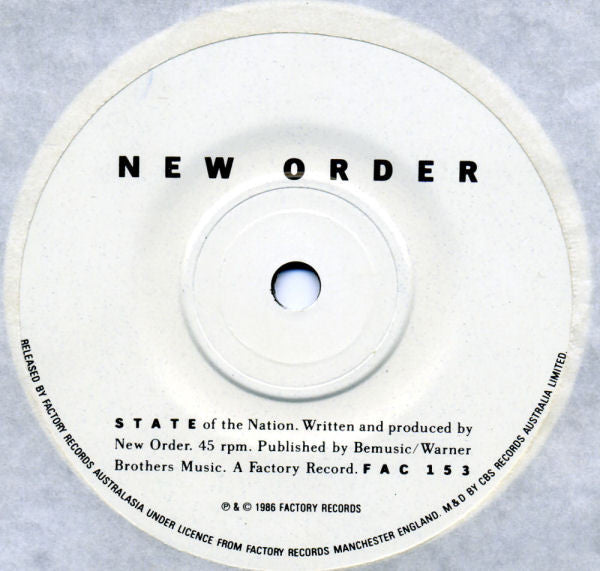 New Order – Bizarre Love Triangle / State Of The Nation 7" vinyl record, image 4 of 4