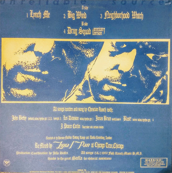 Christian Lunch – Unreliable Sources (The Chicago Mix) 12" vinyl record, image 2 of 7