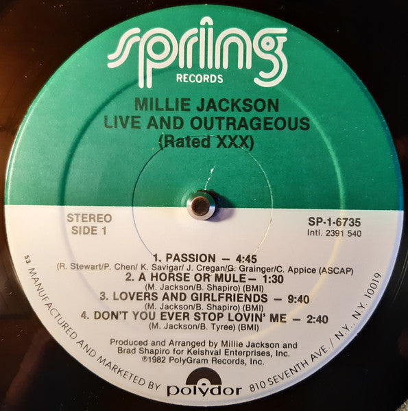 Millie Jackson – "Live And Outrageous" (Rated XXX) LP vinyl record, image 3 of 4