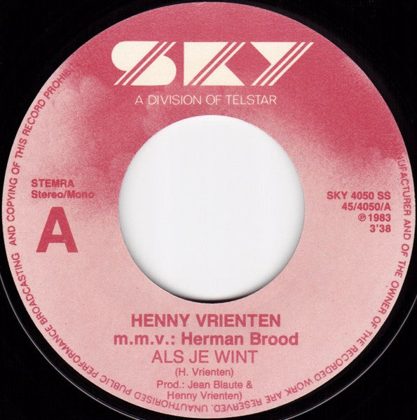 Herman Brood, Henny Vrienten – Als Je Wint 7" vinyl record, image 3 of 4