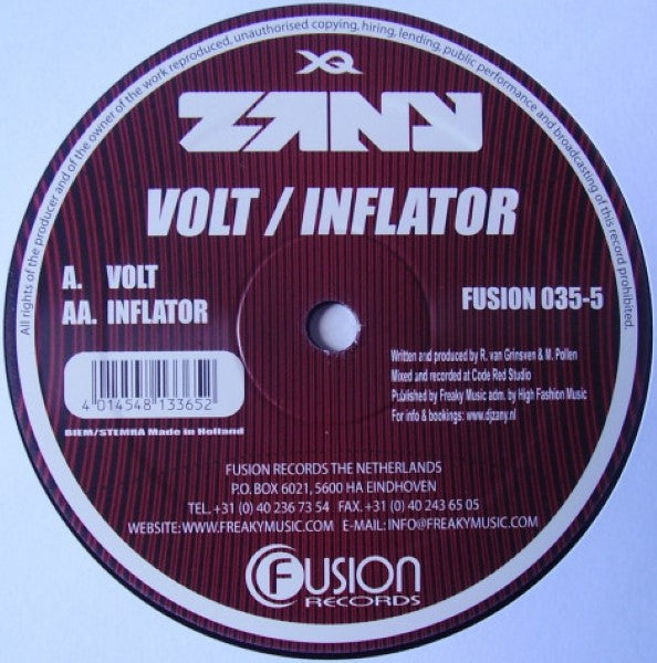 DJ Zany – Volt / Inflator 12" vinyl record, image 3 of 3