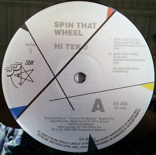 Hi Tek 3, Ya Kid K – Spin That Wheel (Turtles Get Real!) 12" vinyl record, image 3 of 4