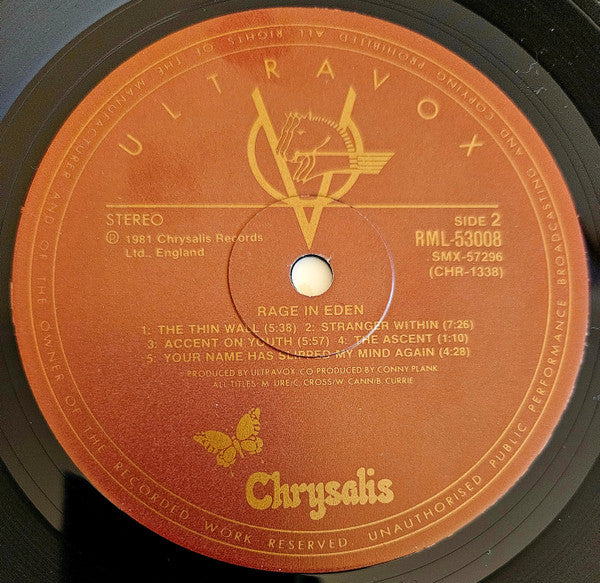Ultravox – Rage In Eden LP vinyl record, image 4 of 6