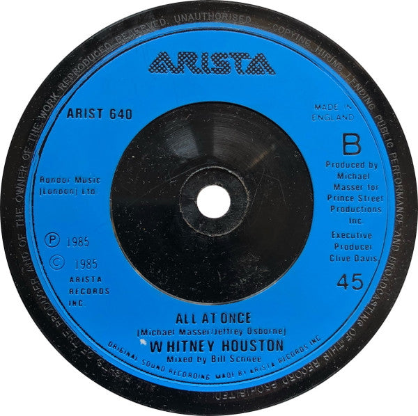 Whitney Houston – Saving All My Love For You 7" vinyl record, image 4 of 4