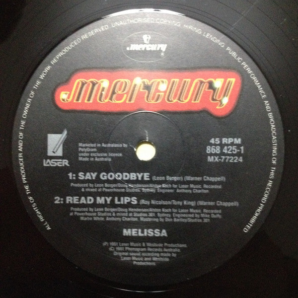 Melissa Tkautz – Read My Lips 12" vinyl record, image 3 of 3