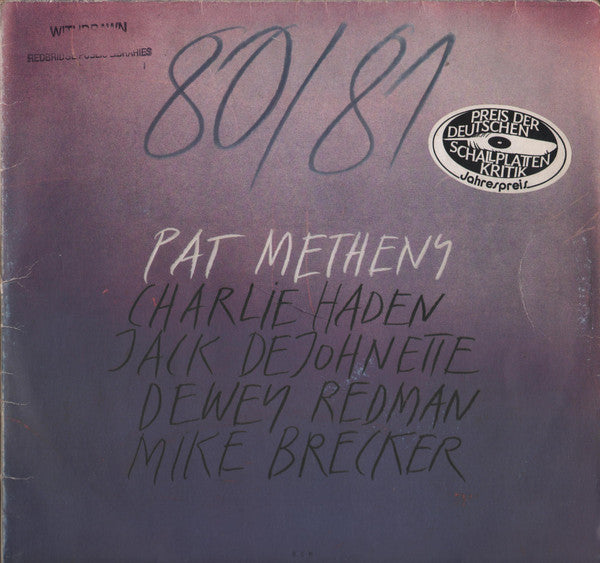 Pat Metheny, Charlie Haden, Jack DeJohnette, Dewey Redman, Michael Brecker – 80/81 (2xLP) LP vinyl record, image 10 of 10