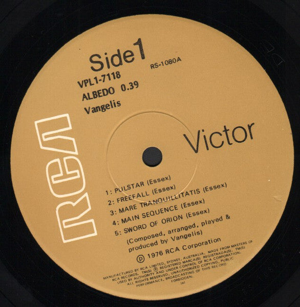 Vangelis – Albedo 0.39 LP vinyl record, image 3 of 4