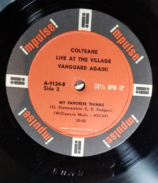 John Coltrane – Live At The Village Vanguard Again! LP vinyl record, image 3 of 3