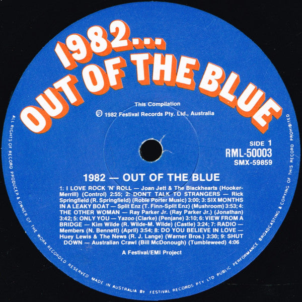 Various – 1982 Out Of The Blue LP vinyl record, image 3 of 6