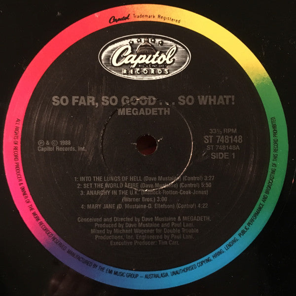 Megadeth – So Far, So Good... So What! LP vinyl record, image 5 of 6