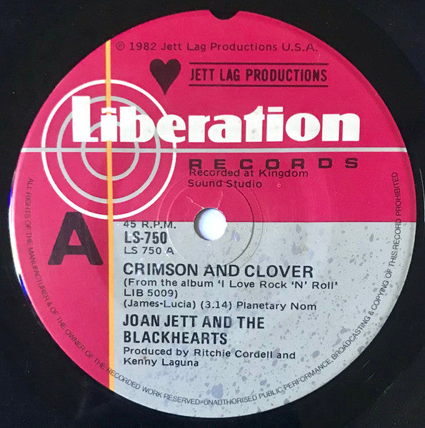 Joan Jett & The Blackhearts – Crimson And Clover 7" vinyl record, image 3 of 4