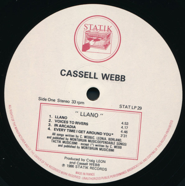 Cassell Webb – Llano LP vinyl record, image 3 of 4