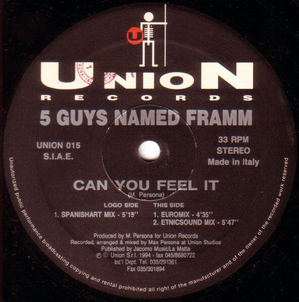 5 Guys Named Framm – Can You Feel It 12" vinyl record, image 1 of 4