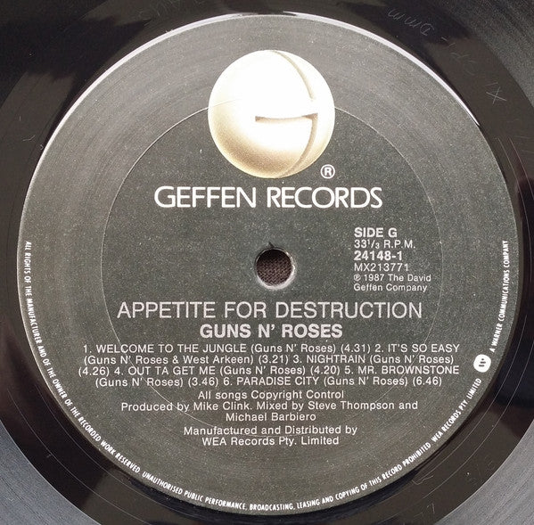 Guns N' Roses – Appetite For Destruction LP vinyl record, image 5 of 6