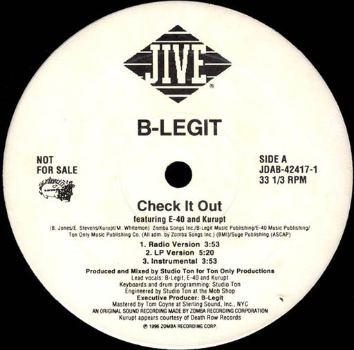 B-Legit – Check It Out / Gotta Buy Your Dope From Us 12" vinyl record, image 1 of 3