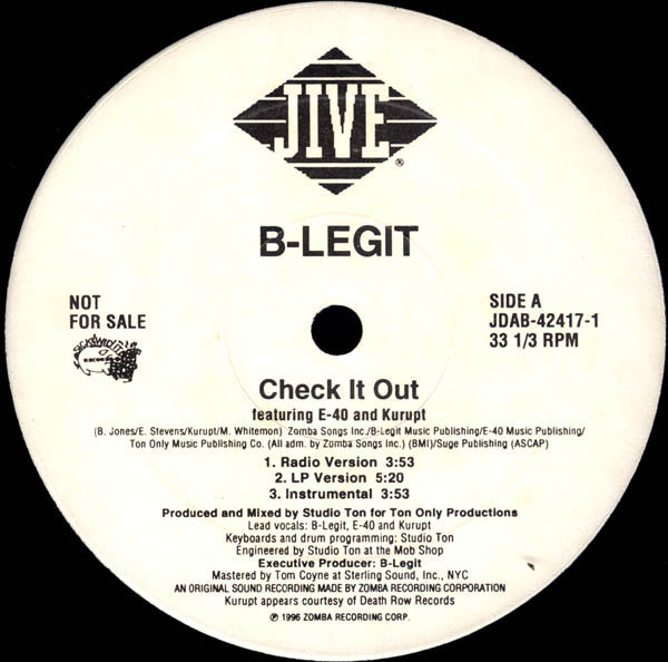 B-Legit – Check It Out / Gotta Buy Your Dope From Us 12" vinyl record, image 1 of 3
